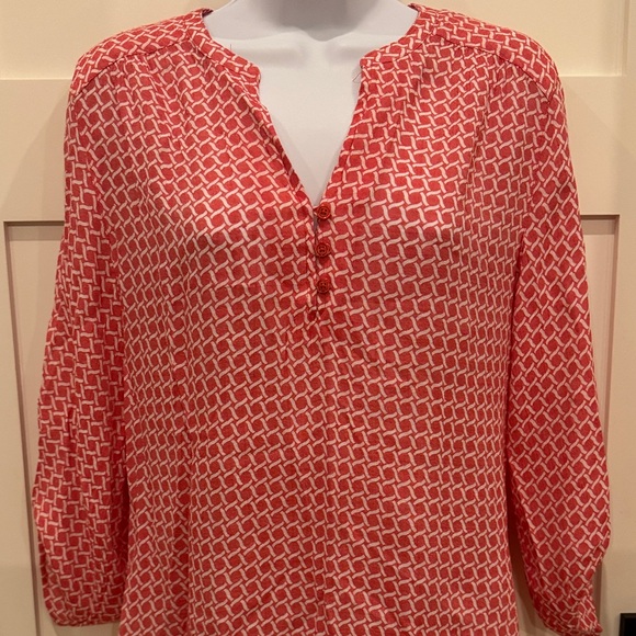 George Red Geometric Blouse - Picture 2 of 4